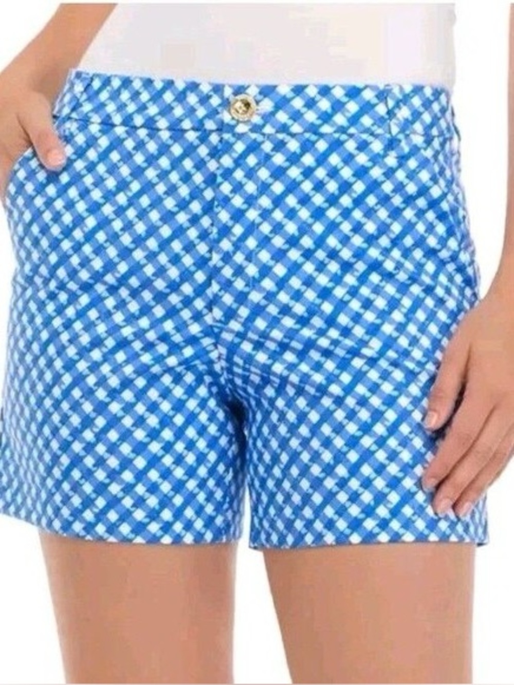 NWT Lilly Pulitzer Gretchen high-rise short Boca blue double checking